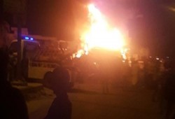 حريق هائل بمحطة وقود بالقليوبية