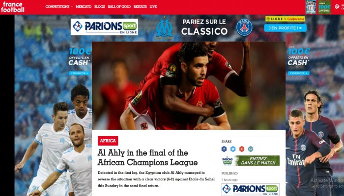 الصحافة العالمية تتحدث عن سداسية الأهلي في النجم