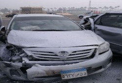 إصابة 39 شخصا إثر حادث تصادم 24 سيارة بطريق شبرا-بنها الحر