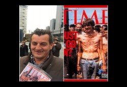 بوسني يحمل صورته قبل ربع قرن وهو داخل معسكرات الصرب للاعتقال والتعذيب