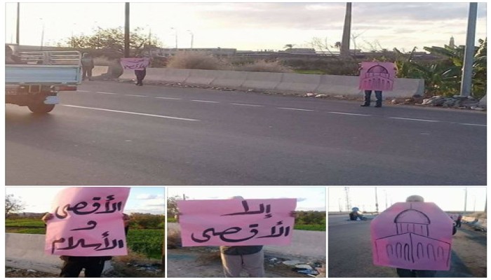 سلسلة بشرية لأهالي كفرالدوار تحت شعار "إلا الأقصى"