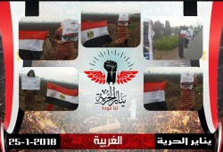 سلسلة بشرية لثوار الغربية في الذكري السابعة للثورة