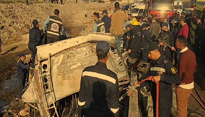 مصرع 9 وإصابة 21 فى احتراق أتوبيس على طريق الإسكندرية الدولى