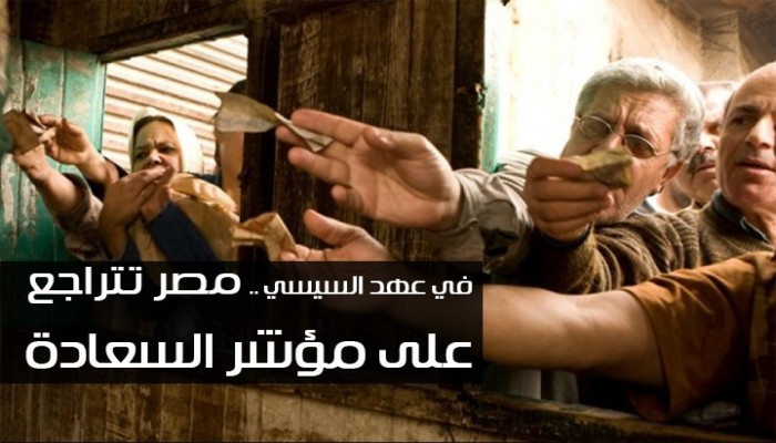 مصر تأتي بعد العراق والصومال على مؤشر السعادة في عهد السيسي (إنفوجرافيك)