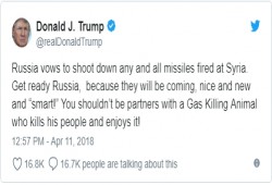 ترامب عبر تويتر: الصواريخ قادمة إلى سوريا