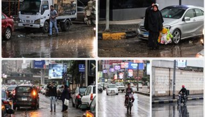زحام مرورى بمعظم محاور وميادين القاهرة والجيزة بسبب هطول أمطار غزيرة