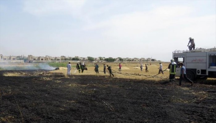 سوريا.. نظام الأسد يحرق الحقول الزراعية في ريفي إدلب وحماة