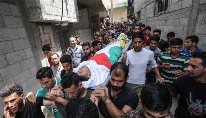 تشييع جثمان فلسطيني استشهد متأثرا بإصابته قرب حدود غزة