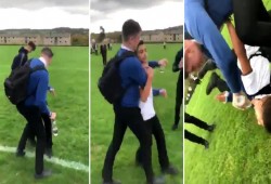 الطالب البريطاني المعتدي على لاجئ سوري يغادر المملكة المتحدة (صحيفة)