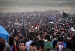 الاحتلال الإسرائيلي يقتل فلسطينية ويجرح 25 متظاهرا ويقصف موقعين شرقي غزة