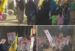 أهالي الشهداء والمعتقلين يتقدمون مظاهرة من قرية الرئيس مرسي بالشرقية