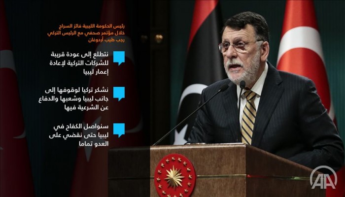 السراج: نشكر تركيا ونتطلع لدعمها في إعاده الإعمار