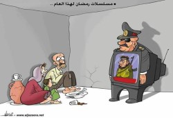 كاريكاتير: تغييب الشعب وظل العسكر.. ملخص مسلسلات رمضان