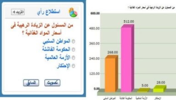 64% من قراء (نافذة مصر) يؤكدون أن الحكومة الفاشلة هي السبب في ارتفاع أسعار المواد الغذائية