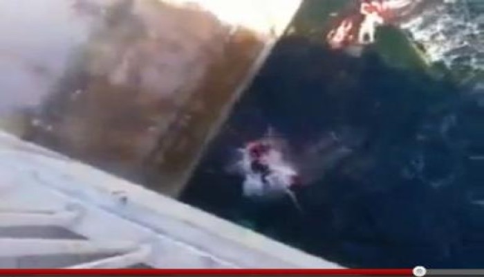 فيديو ( بشع ) لشبيحه ( بشار الأسد) في حماه يلقون جثث المتظاهرين في نهر العاصي