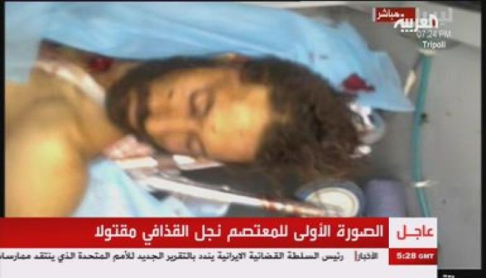 الصورة الأولى لجثة المعتصم نجل القذافي بعد قتله