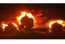مدرعة مصرية احرقها الجيش الصهيوني بعد سرقتها في هجوم رفح (متلفز)