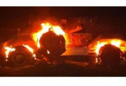 مدرعة مصرية احرقها الجيش الصهيوني بعد سرقتها في هجوم رفح (متلفز)