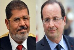 مرسي يبحث مع أولاند العلاقات المصرية الفرنسية والأزمة السورية