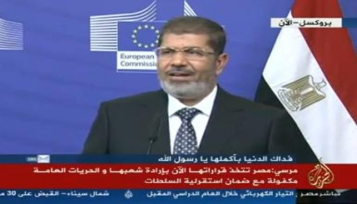 الرئيس مرسي فى بروكسل: لا مكان لبشار ونظامه في سوريا بعد ما فعله بشعبه