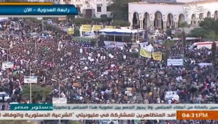 بث مباشر لفاعليات مليونية الشريعة من مسجد رابعة العدوية