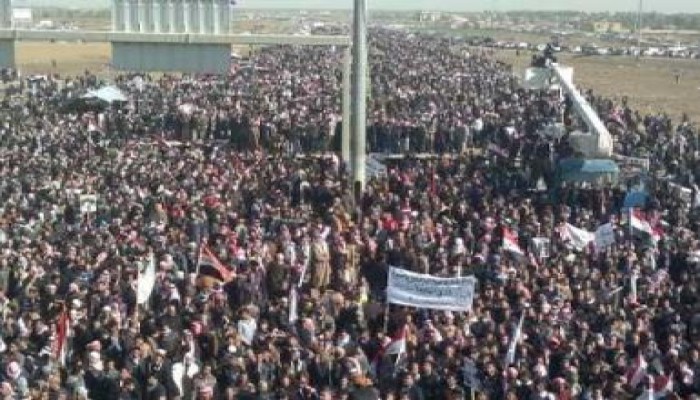 تظاهرات حاشدة فى مدن عراقية ضد سياسة المالكى مع اهل السنة (متلفز)