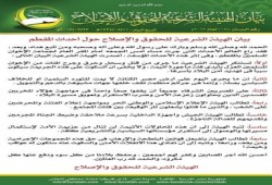 بيان الهيئة الشرعية للحقوق والإصلاح حول أحداث المقطم