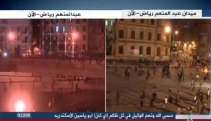 الأمن المركزي يلقي قنابل الغاز لإجبار البلطجية على العودة للتحرير