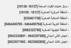 أرقام الاستغاثة الخاصة بالجيش بأنحاء الجمهورية