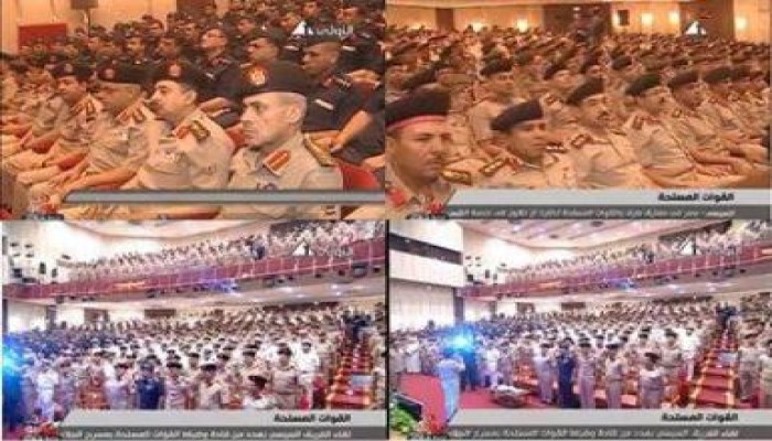 الشئون المعنوية "تفبرك"  فيديو  للخائن   "السيسي" مع ضباط الجيش