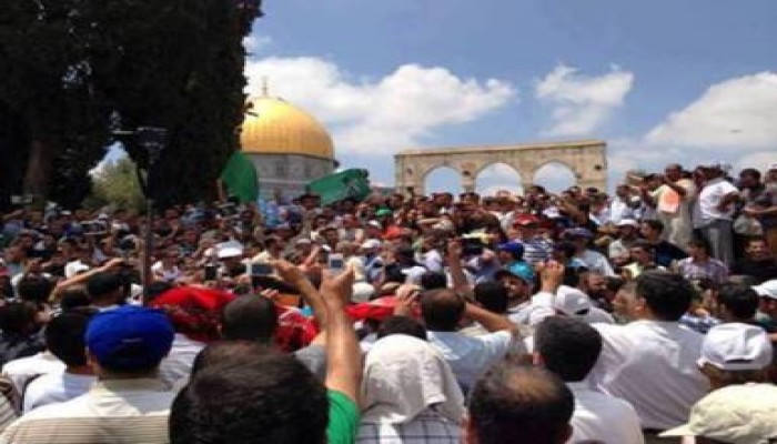 للأسبوع التاني على التوالي مظاهرة حاشدة بالمسجد الأقصى تأييدا للرئيس مرسي