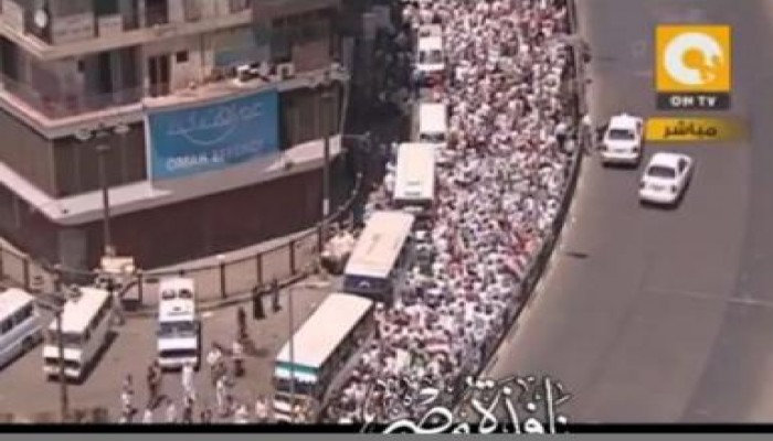 بالفيديو استمرار مسلسل الكذب "ONTV " تعرض مسيرات الرافضين للانقلاب  على انهم مؤيدين له