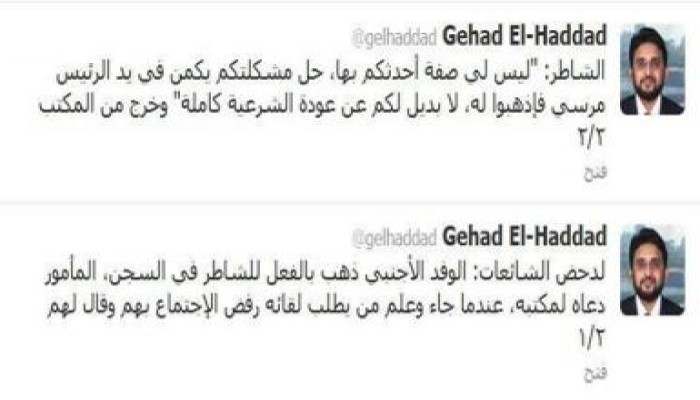 جهاد الحداد ينقل نص رد الشاطر علي الوفد الأجنبي