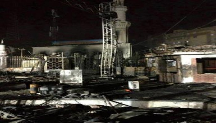 مسجد رابعة العدوية بعد احراقه على يد الجيش المصري والداخلية