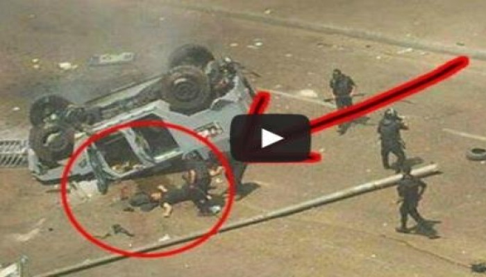 فيديو يوضح سقوط مدرعة الشرطة من أعلى كوبري أكتوبر أثناء تراجعها للخلف
