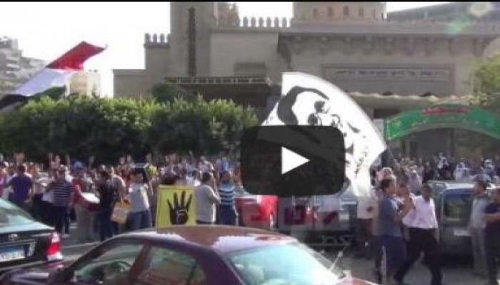 بالفيديو .. مسيرة لعدة مئات من رافضي الإنقلاب ينضم اليها الالاف من أهالي مدينة نصر
