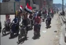 بالفيديو مسيرة بالدراجات النارية  لرفض الانقلاب بدمياط