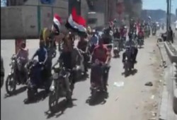 بالفيديو مسيرة بالدراجات النارية  لرفض الانقلاب بدمياط