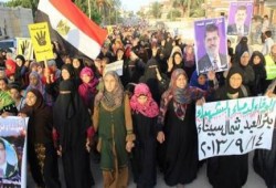 مسيرة أهالى بئر العبد بسيناء ضد الانقلاب فى ذكرى مذبحة رابعة العدوية (صور)