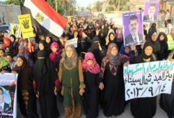 مسيرة أهالى بئر العبد بسيناء ضد الانقلاب فى ذكرى مذبحة رابعة العدوية (صور)