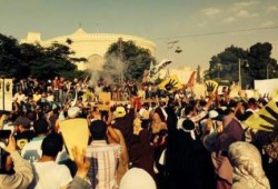 مسيرات بالآلاف تصل إلى محيط قصر الاتحادية (صور)