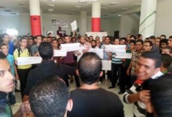 وقفة ومسيرة منددة بالانقلاب الدموي بجامعة قناة السويس