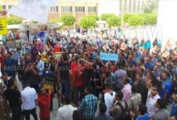 تظاهرات حاشدة بجامعة المنيا لرفض الانقلاب