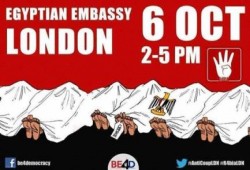المصريون البريطانيون من أجل الديمقراطية  يتظاهرون يوم 6 أكتوبر رفضا للانقلاب