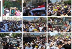 حشود غفيرة تجوب شوارع الفيوم الآن رفضا للانقلاب