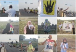 100 يوم انقلاب - سلسلة بشرية على الطريق الدولى - كفر الشيخ -  تمتد لاكثر من 10 كم