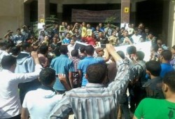 البحيرة ... وقفة لطلاب ضد الانقلاب بكلية الشريعة والقانون بدمنهور رفضاً للانقلاب الدموي