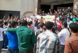 البحيرة ... وقفة لطلاب شريعة وقانون دمنهور رفضاً للانقلاب الدموي