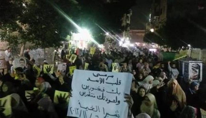 مسيرة ليلية حاشدة بشبرا الخيمة تحية لصمود الرئيس مرسي (صور)