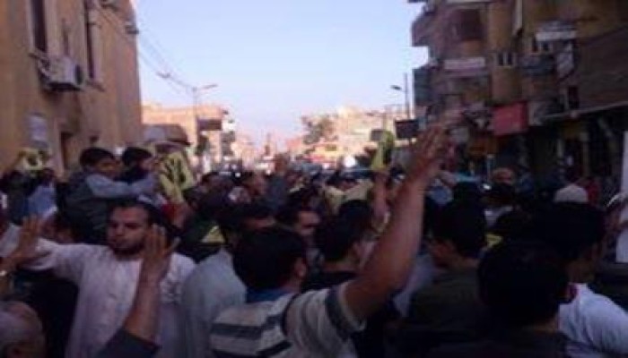 مسيرة حاشدة بمدينة الشهداء بالمنوفية رفضا للانقلاب العسكري